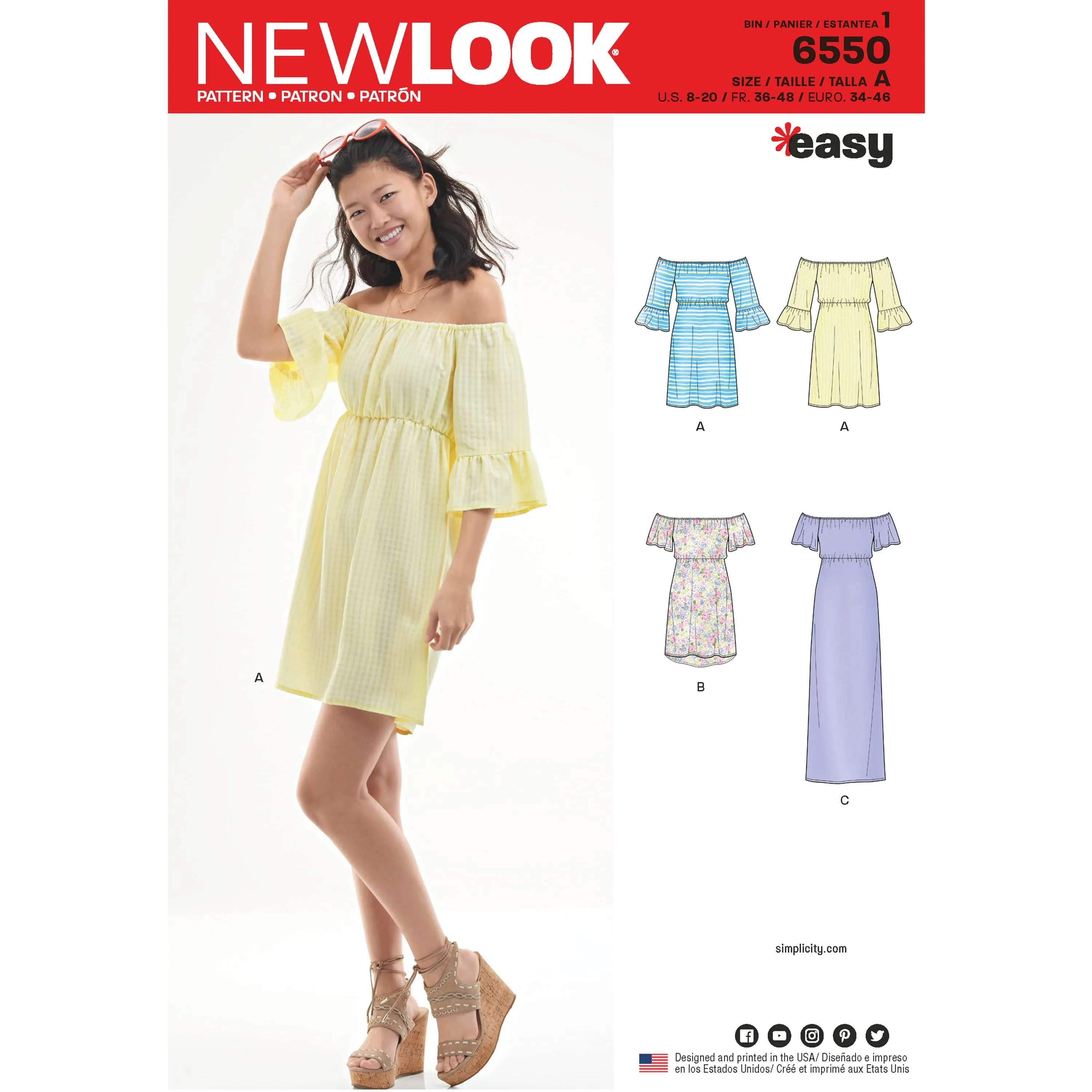 6550 New Look Pattern 6550 Women's Off Shoulder Dress