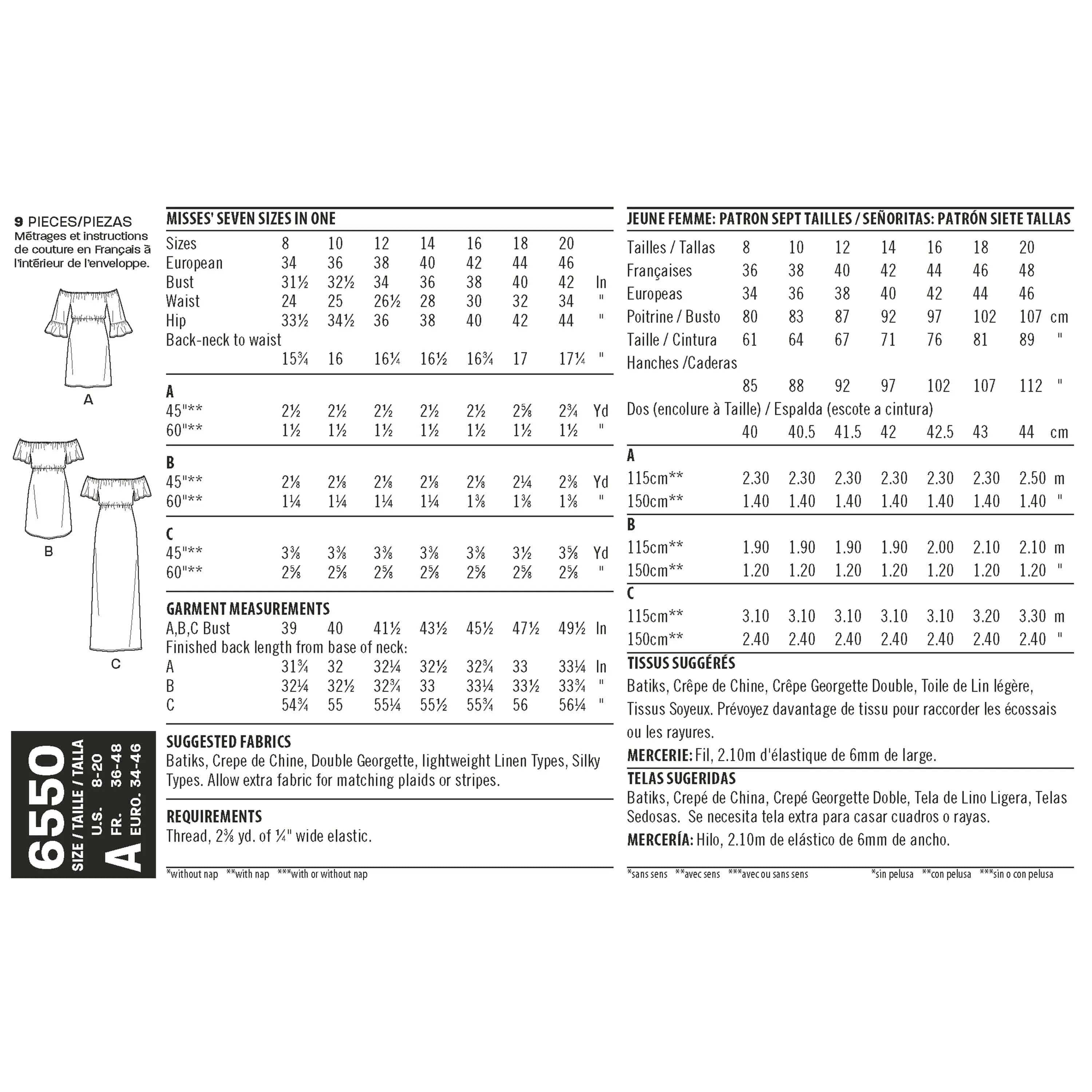 6550 New Look Pattern 6550 Women's Off Shoulder Dress