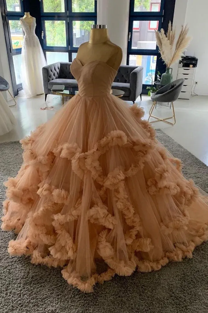 Ball gown pink long prom dress evening dress M5930