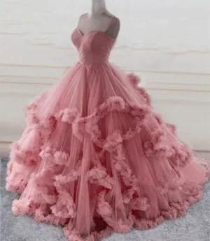 Ball gown pink long prom dress evening dress M5930