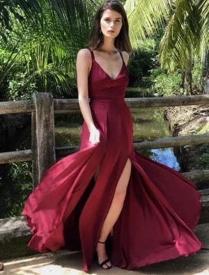 Colored Maroon Evening Dress