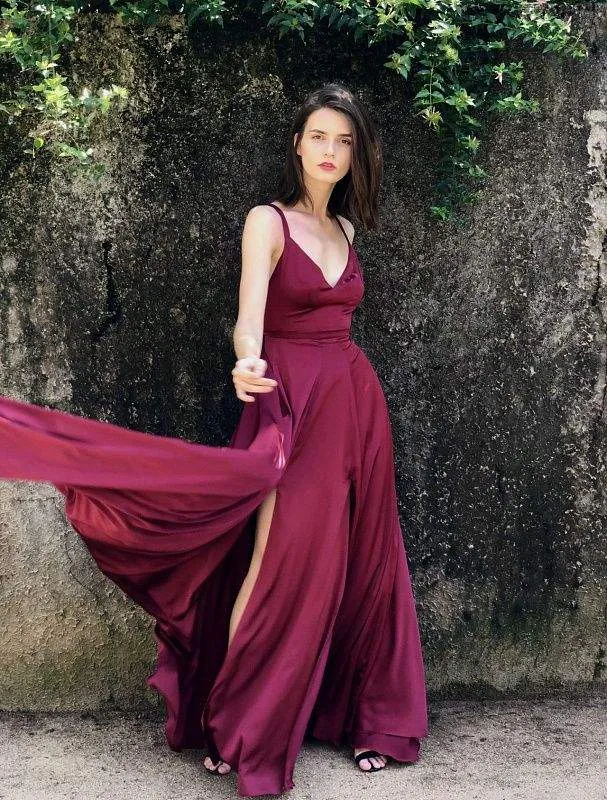 Colored Maroon Evening Dress