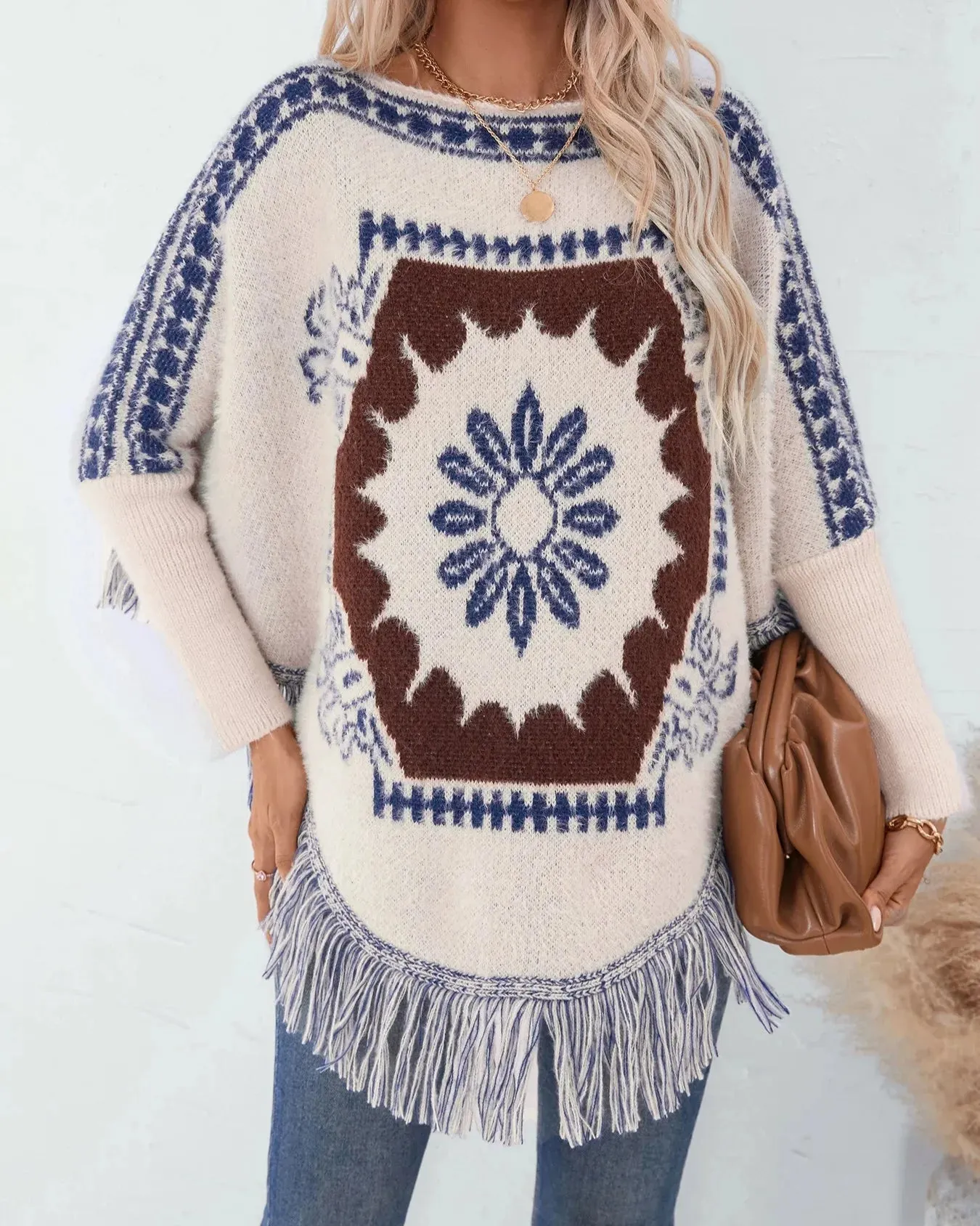 Desert Bloom Tassel Poncho