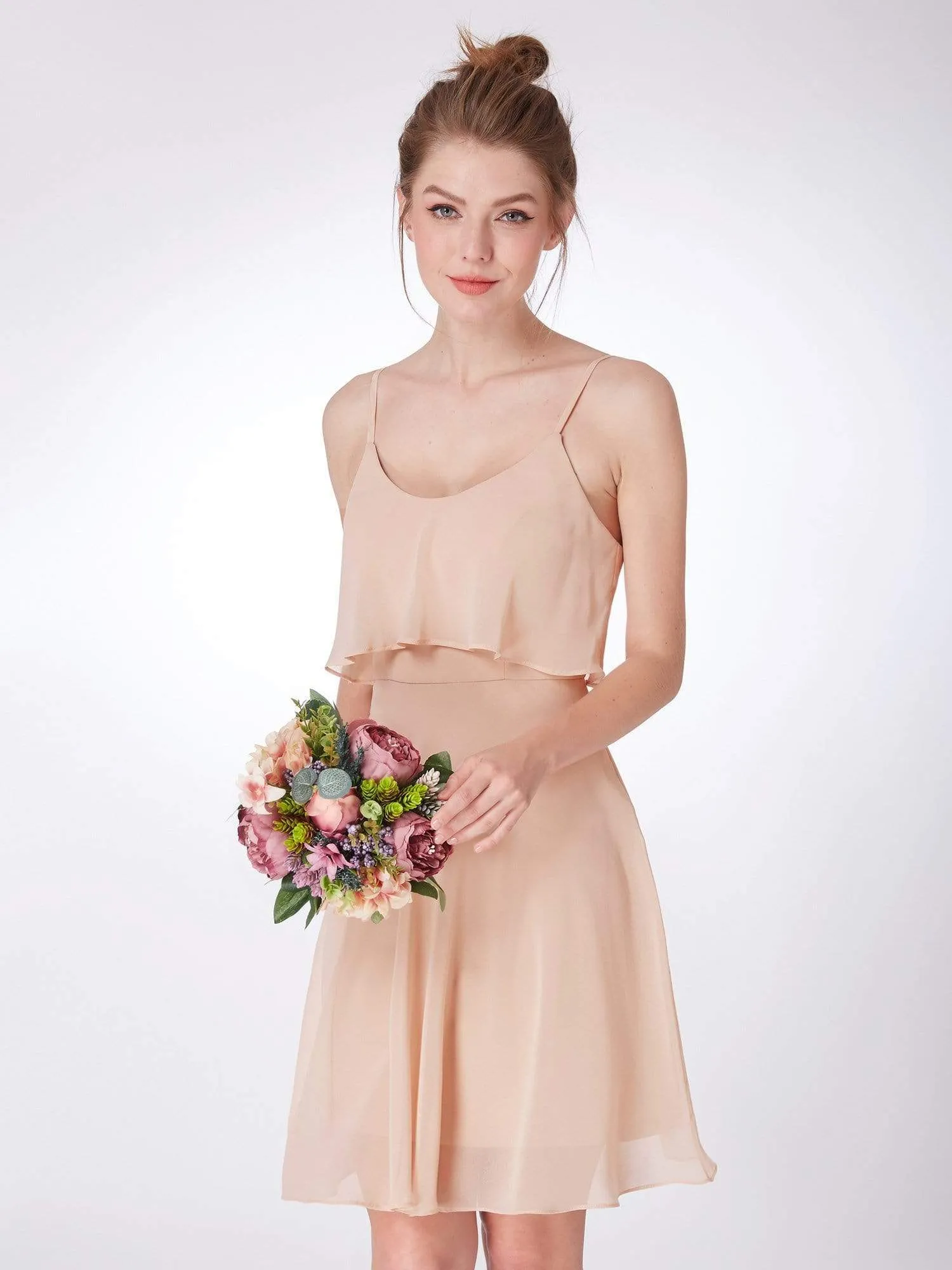 Flowy Short Chiffon Bridesmaid Dress