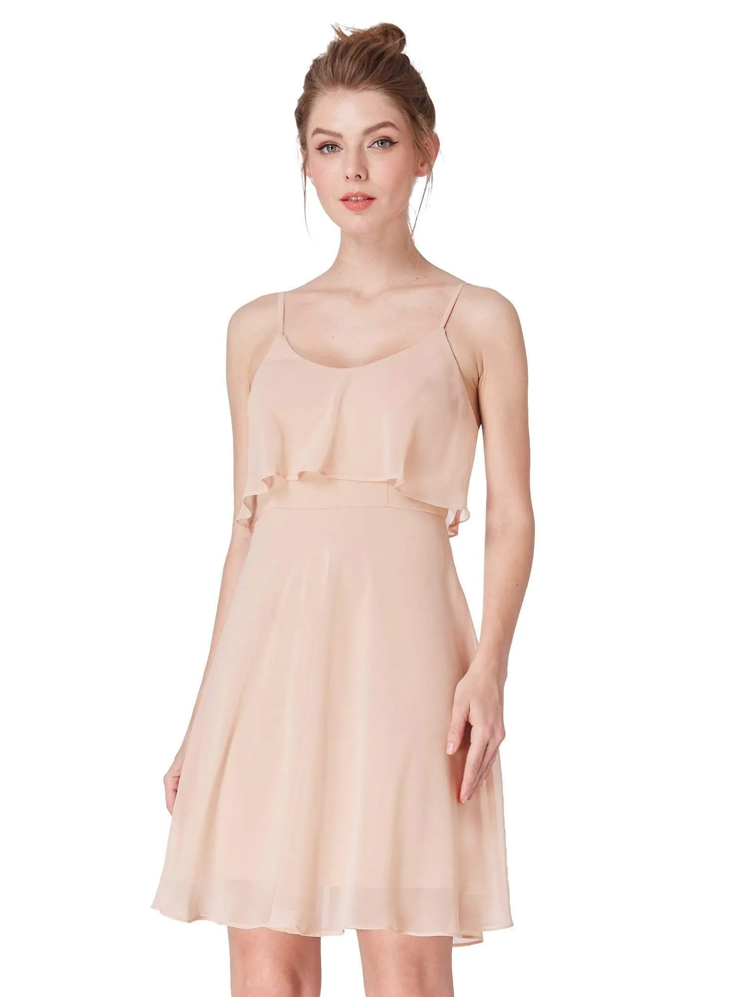Flowy Short Chiffon Bridesmaid Dress