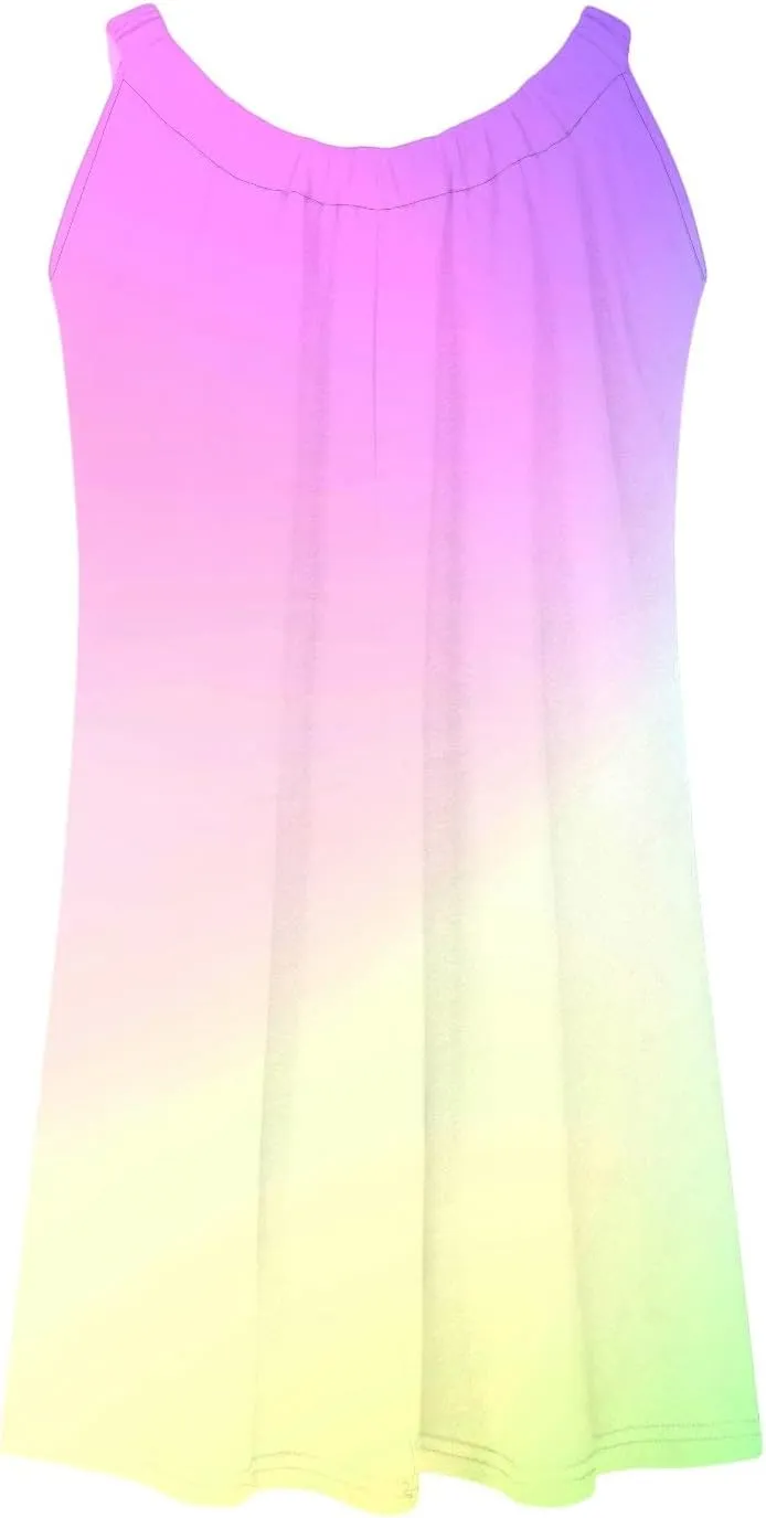 hlysgo Mini Dresses for Women 2025 Summer Tie-Dye Print Short Beach Coverup Dress Casual Loose Fit Sleeveless Mini Sundress