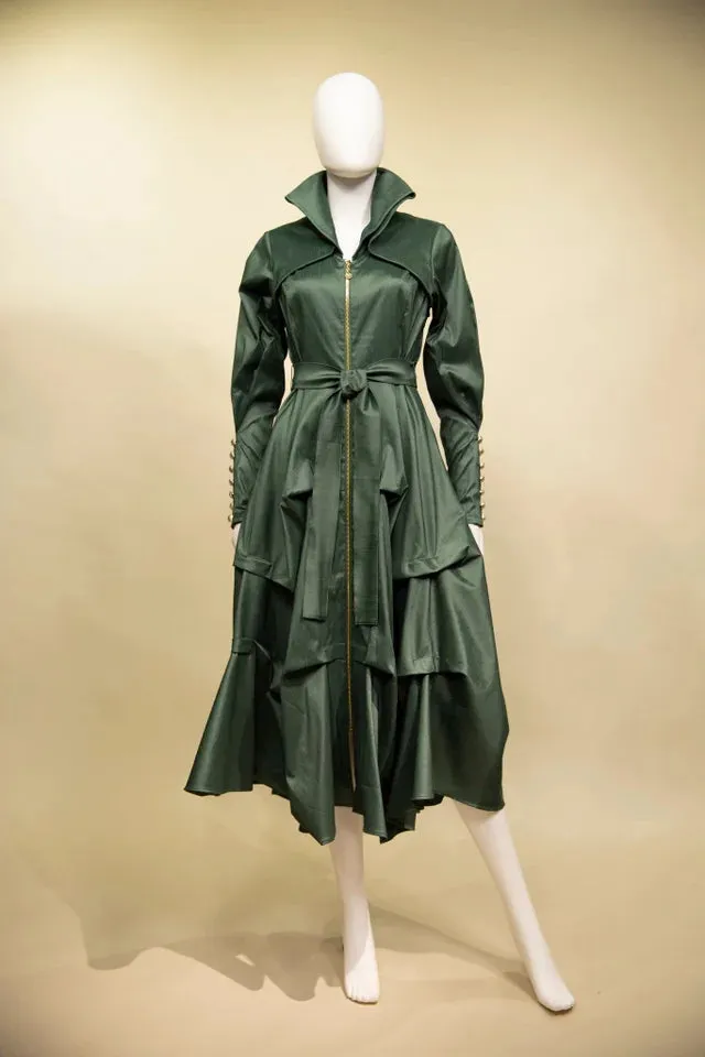 Long Sleeve Duppioni Dress
