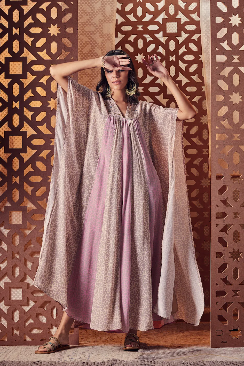 Pink Printed Kaftan