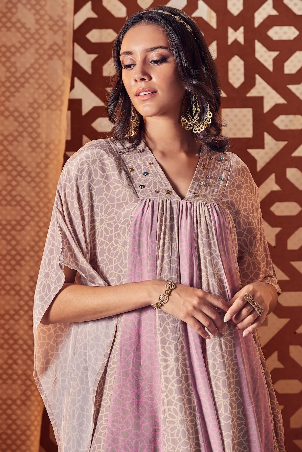 Pink Printed Kaftan