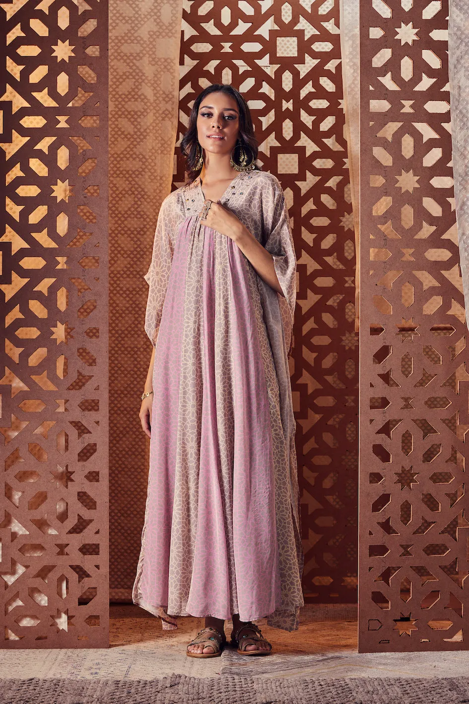 Pink Printed Kaftan