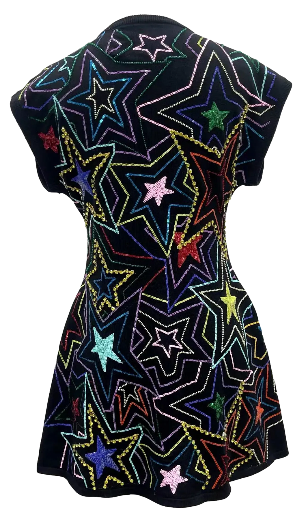 Queen Of Sparkles Black Multi Star Sweater Dress