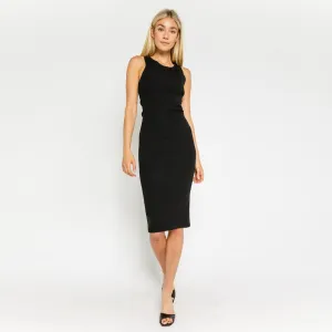 Ribbed Cutout Midi Dress (Black)