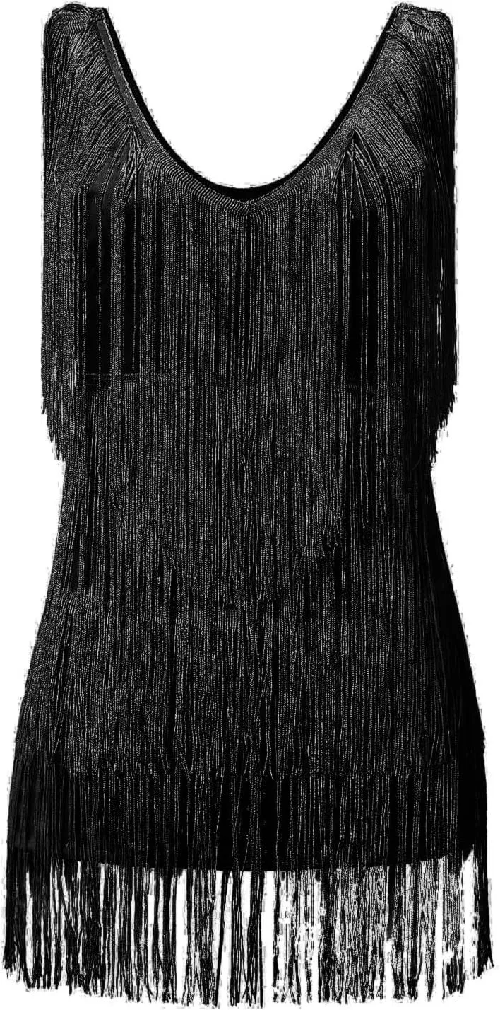 Rvidbe Womens Sexy Tassel Dresses Sleeveless V Neck Sequin Dress Trendy Glitter Bodycon Party Club Dress Mini Prom Dress
