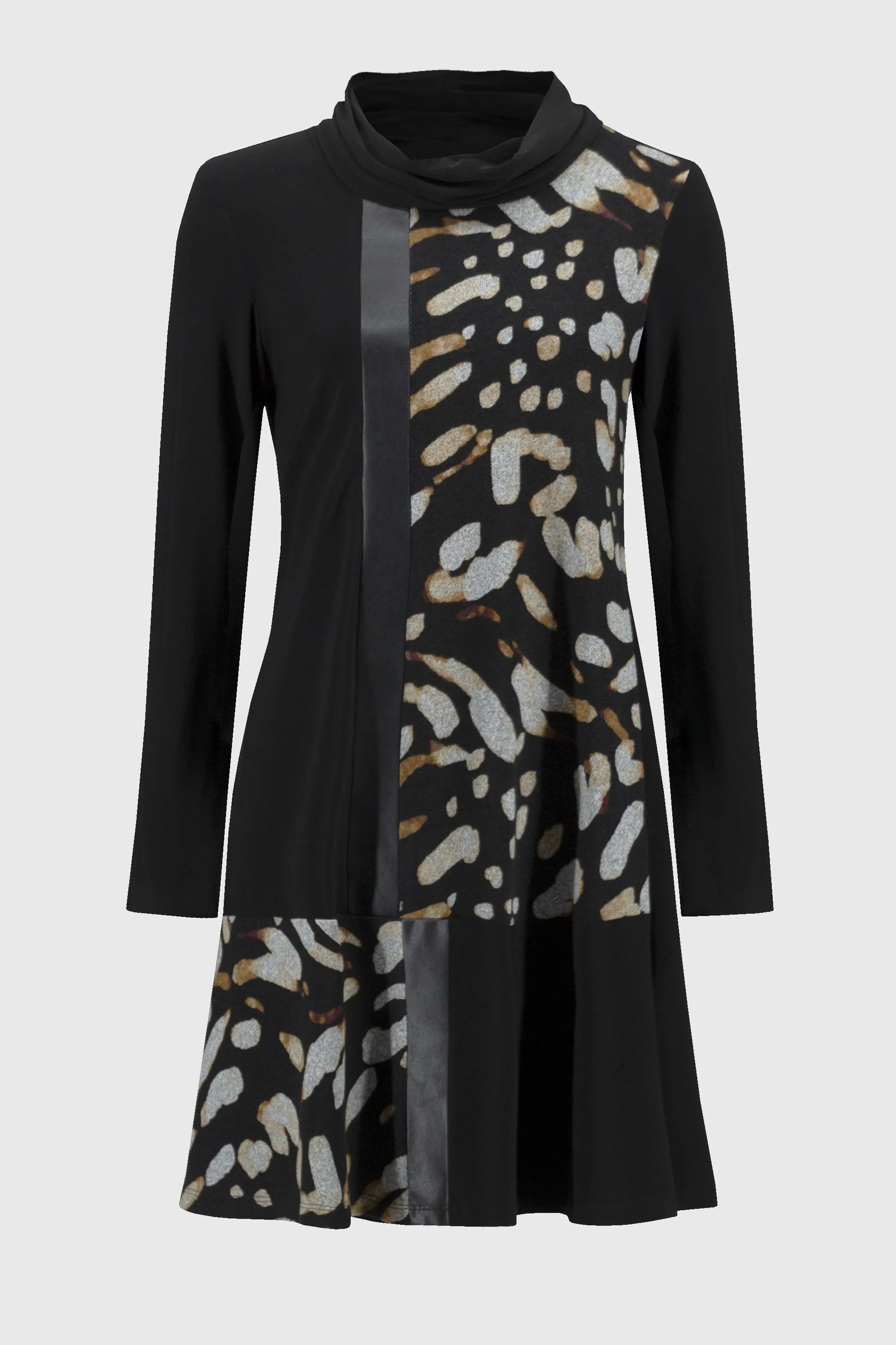 Starling Silky Knit and Sweater Animal A-Line Dress- Joseph Ribkoff 244028