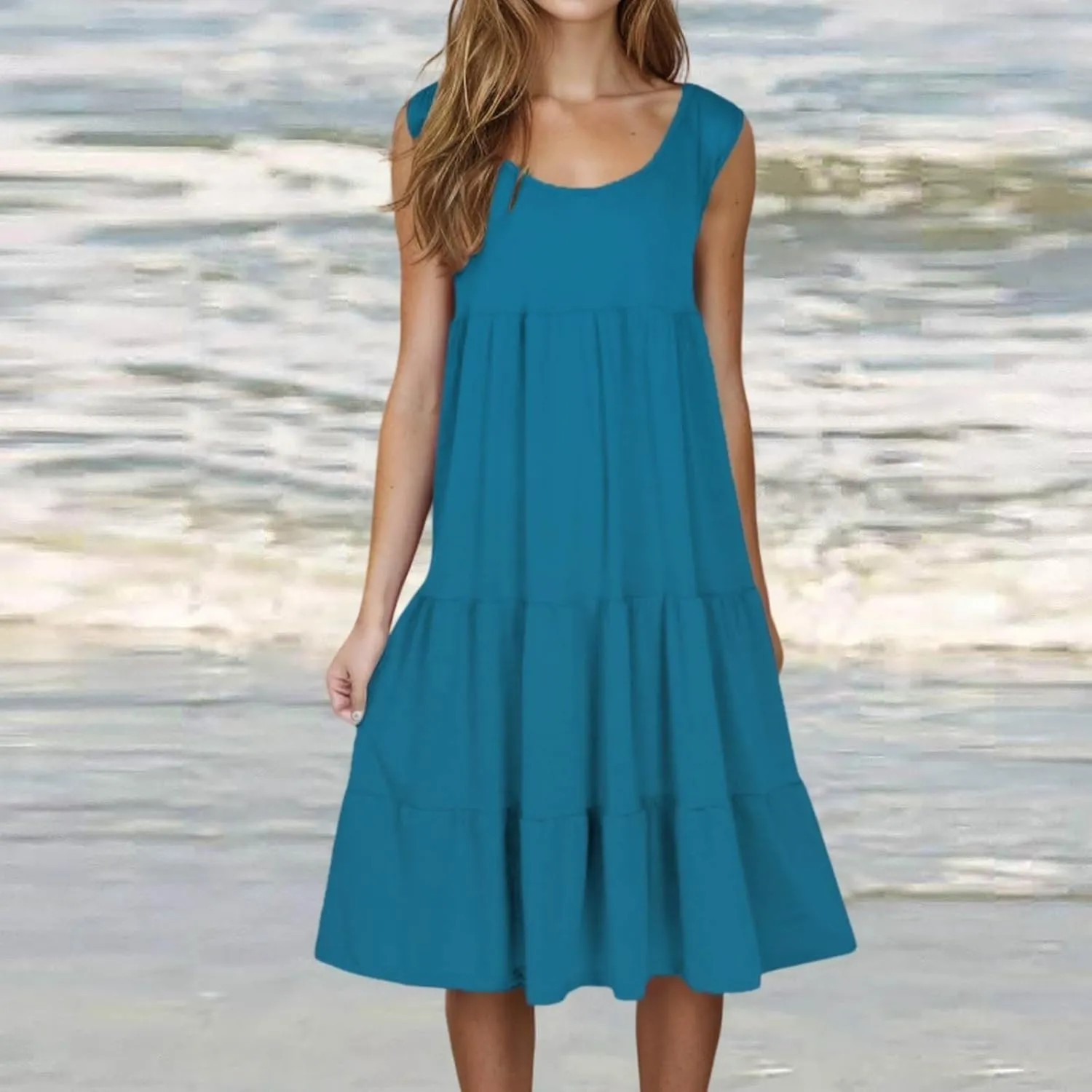 Summer Dresses for Women 2025 Trendy Plus Size Sleeveless Cute Sundresses Casual Loose Boho Beach Flowy Midi Dress