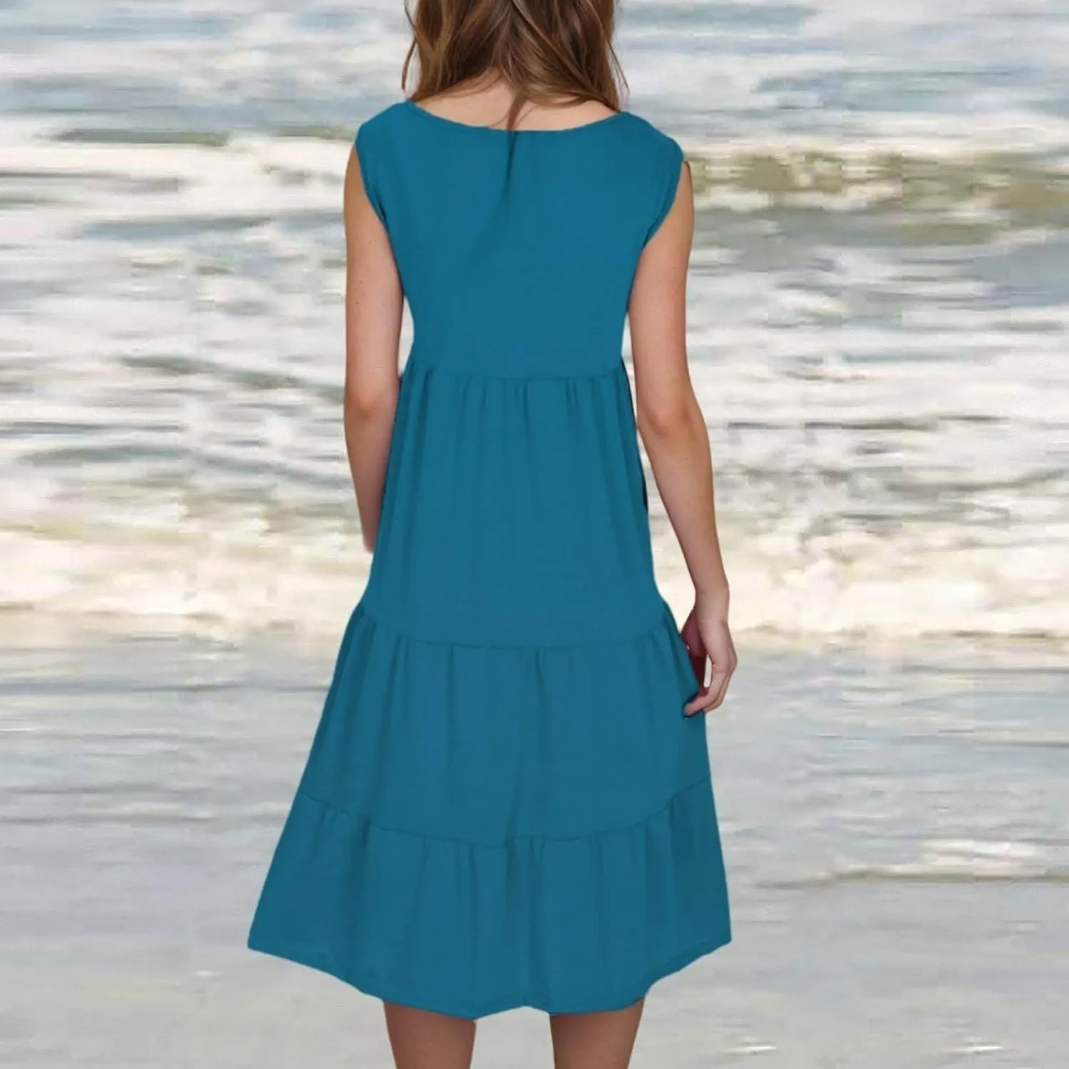 Summer Dresses for Women 2025 Trendy Plus Size Sleeveless Cute Sundresses Casual Loose Boho Beach Flowy Midi Dress