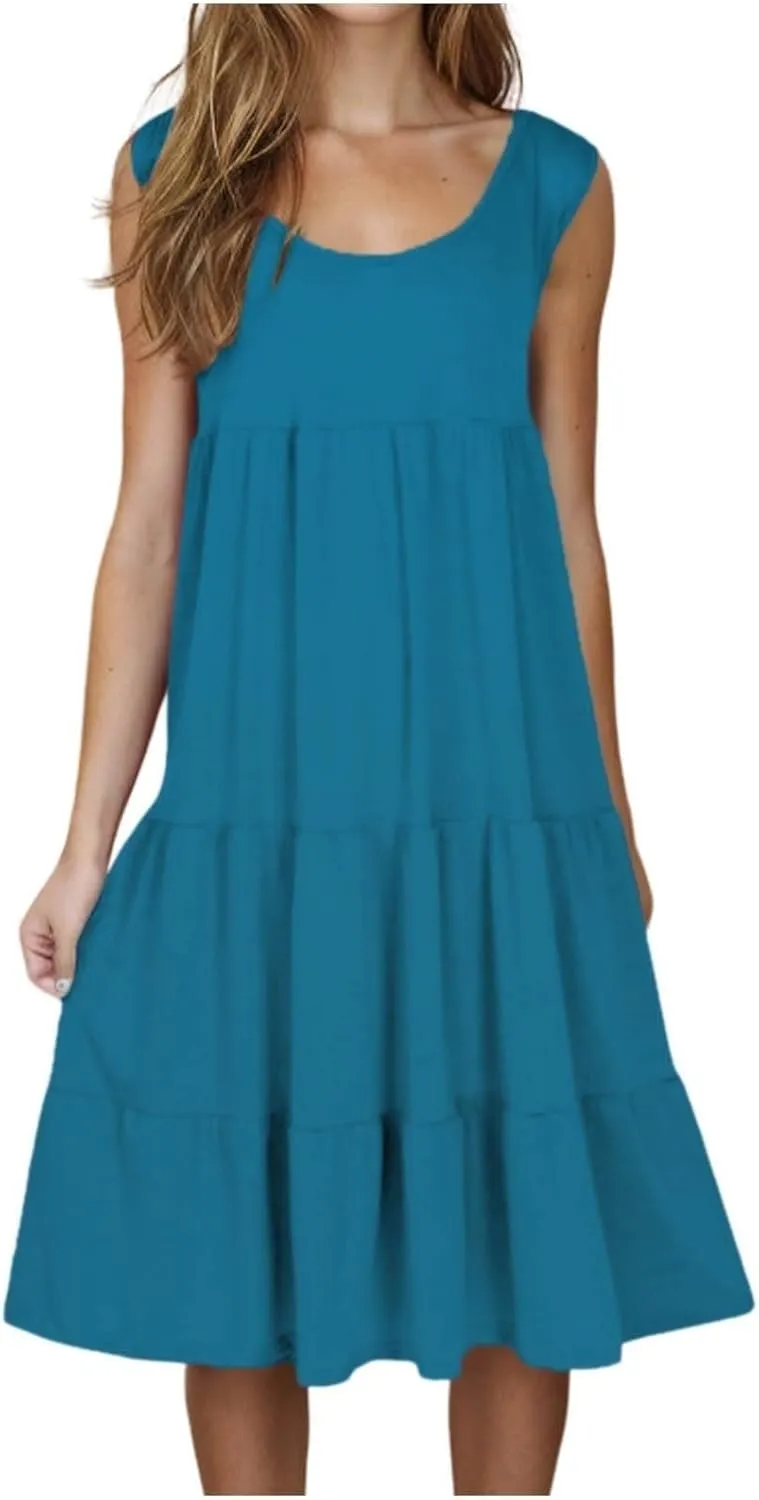 Summer Dresses for Women 2025 Trendy Plus Size Sleeveless Cute Sundresses Casual Loose Boho Beach Flowy Midi Dress