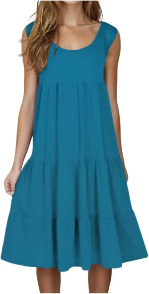 Summer Dresses for Women 2025 Trendy Plus Size Sleeveless Cute Sundresses Casual Loose Boho Beach Flowy Midi Dress