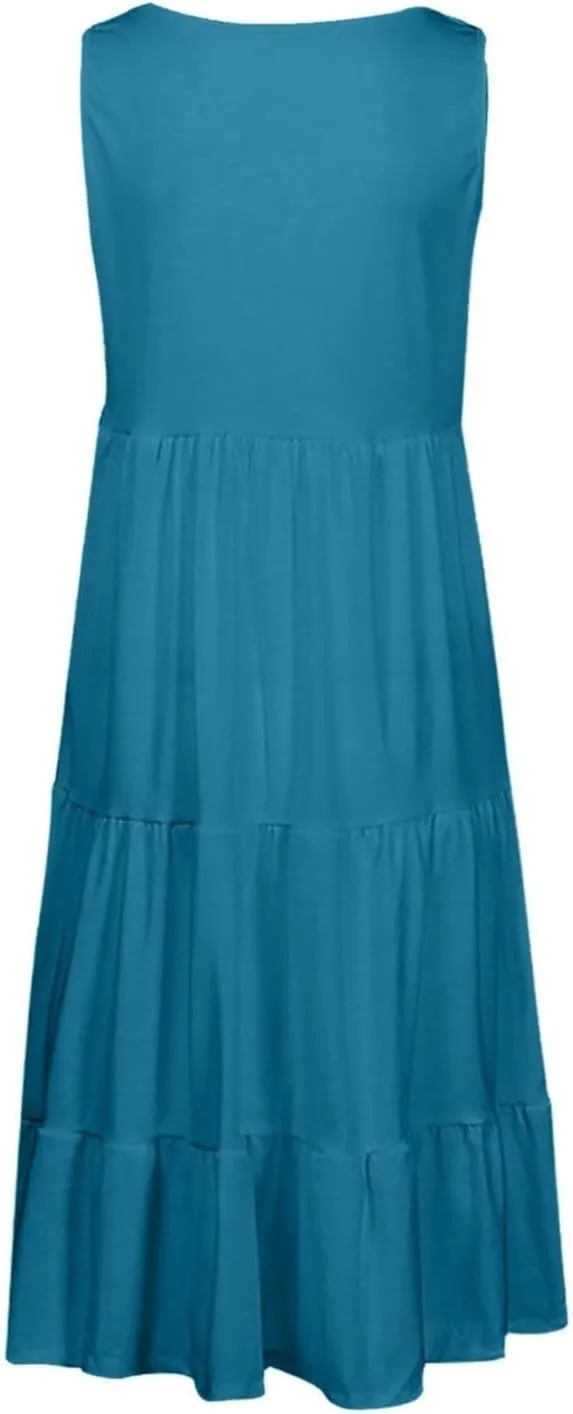 Summer Dresses for Women 2025 Trendy Plus Size Sleeveless Cute Sundresses Casual Loose Boho Beach Flowy Midi Dress