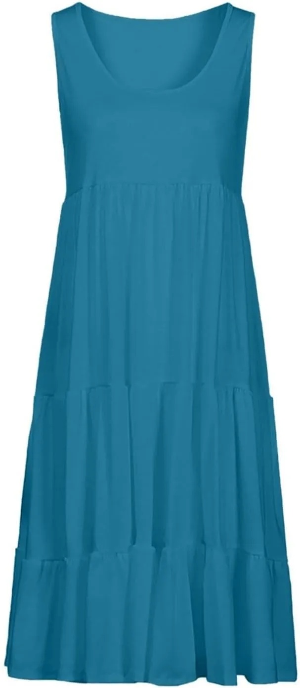 Summer Dresses for Women 2025 Trendy Plus Size Sleeveless Cute Sundresses Casual Loose Boho Beach Flowy Midi Dress